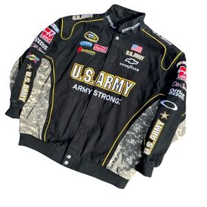 Vintage Mark Martin U.S. Army NASCAR Jacket Reversible Camo 2XL Chase Authentics
